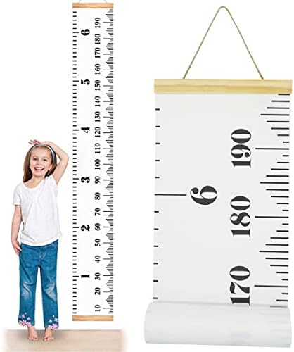 TOYANDONA Kids Height Chart - Canvas Growth Ruler Wall Hanging, Sky-Blue, Easy To Install