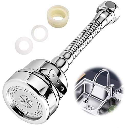 3 Modos Boquilla De Filtro De Grifo Aireador Giratorio Acero Inoxidable Difusor De Ahorro De Agua Extensión De Grifo De Cocina Flexible para Fregadero, Cocina, Baño, Puede Arreglar El Ángulo Cover