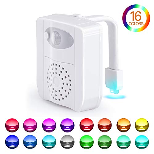 Toilet Bowl Light, Motion Sensor Night Light, 16 Colors LED UV Toilet Night