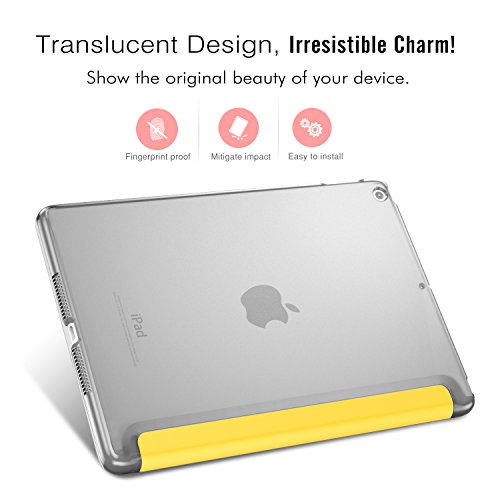 Moko Case Fit 2018/2017 Ipad 9.7 6Th/5Th Generation - Slim Lightweight Smart Shell Stand Cover With Translucent Frosted Back Protector Fit Ipad 9.7 Inch 2018/2017, Lemon Yellow(Auto Wake/Sleep) #TOP3