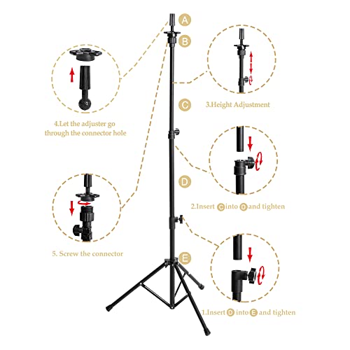 Goodofferplace Wig Stand Tripod With Head, 23 Inch Foam Mannequin Wig Head Set For Wigs Making Display,With Wig Caps,T-Pin,C Needles,Clips,Carrying Bag, Rattail Comb(37.4-50.8Inch) #TOP6