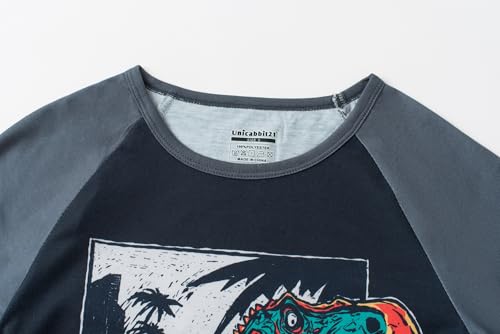 Pajamas for Little Big Boys Cute Black Dinosaur Long Sleeve and Pants Sleepwear 2-pieces PJS Clothes Size 6-162