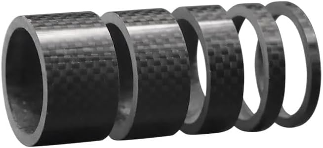 5 Pcs Carbon Fiber Bicycle Stem Front Fork Adjustment Spacer 28.6MM Road Bike Headset Stem Carbon Fiber Washer Cycling Parts for Bikes