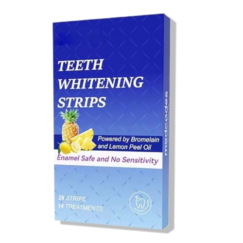 Image of BDIKFNL Teeth Whitening Strips, 28 Strips /14 Treatments, Bromelain and Lemon Peel Oil, Mild and Safe
