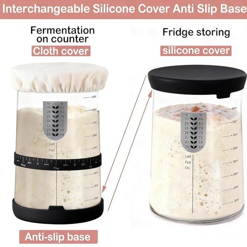 Tarro de masa madre de vidrio transparente con kit de inicio para fermentar 8