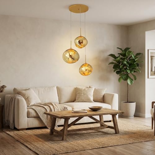 BARCELONA LED Lustre Suspendu Triple en Cristal Moderne