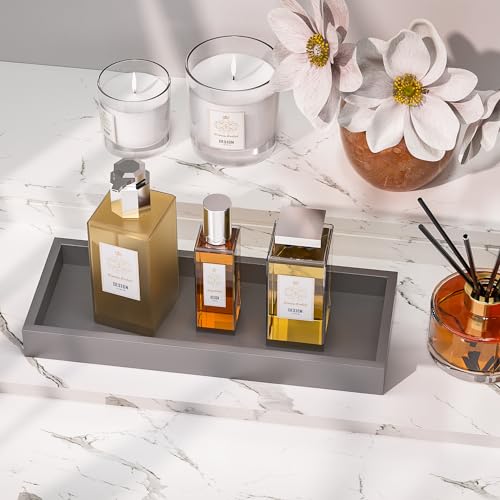 Image of ZHWS Bathroom Vanity Tray for Toilet Tank, Perfume, Jewelry, Candle, Makeup, Decorative Tray, Kitchen Tray Counter Organizer for Soap Dispenser, Coffee Table Silver 11.3 inchL x 4.4 inchW x 1.14 inchH