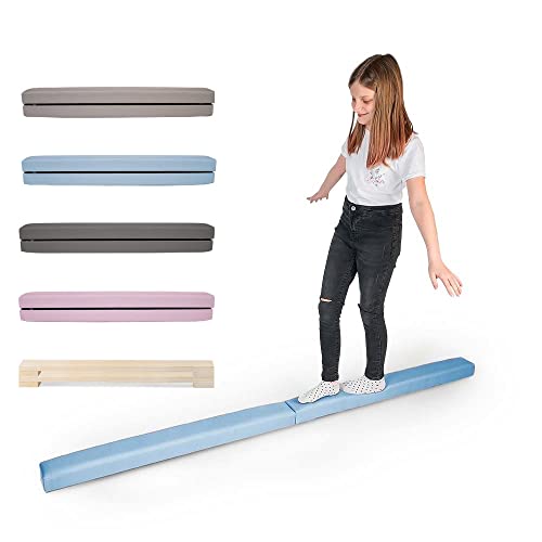 Trave Da Ginnastica Pieghevole 240 Cm Per Bambini – Balance Beam Con Borsa, Pelle Scamosciata, Design Trapezoidale