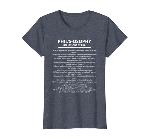 Phil Osophy Life Lessons By Phil T-Shirt, Women, Heather Blue, 3X-Large