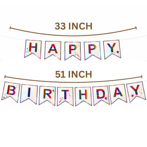 Image of Wanna Party Birthday Decoration Items - Happy Birthday Banner (Cardstock) | Decoration Items for Husband | Multicolor Theme Decoration