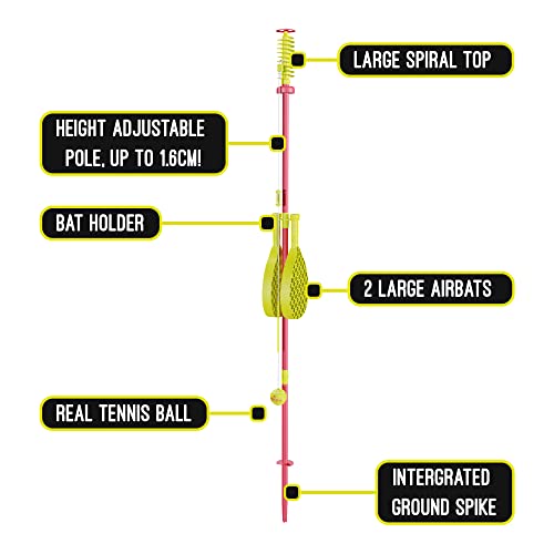 Swingball Classic Original | Rot und Gelb | Outdoor-Aktivitäten | Traditioneller Stock im Boden Set | Echter Tennisball und 2 Meisterschaftsschläger | Geeignet für alle 5 Jahre +