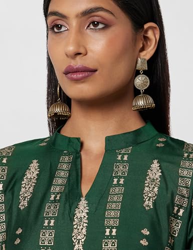 Image of Gerua Printed Silk Straight Kurta Green