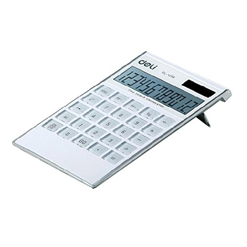 Ultrathin Power 12 Digits Desktop Calculator, LCD Display, White