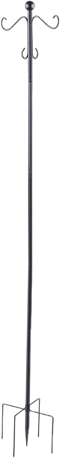 Naroote Iron Shepherds Hook, 76 Inch Adjustable Garden Stand, Outdoor Bird Feeders Stand with 5 Prongs Base, Ideal for Hanging Plants & Wind Chimes Decor