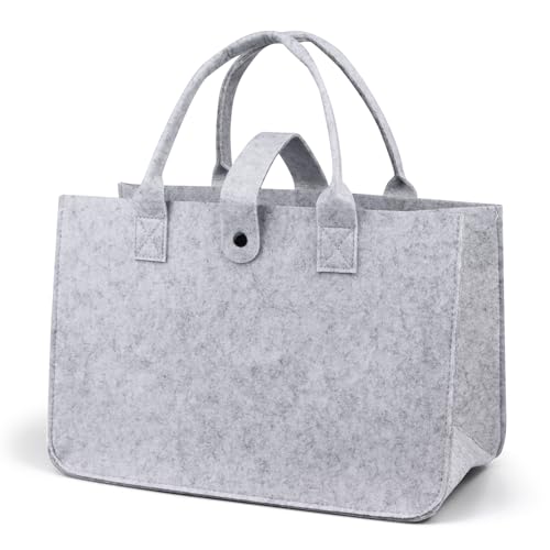 Dawumin Filztasche Groß Einkaufstasche, Filztaschen Shopper, Faltbar Filzkorb, Tragetasche Shopping Bag, Tasche Filz zur Einkaufen, Ausgehen, Aufbewahrung, Reisen, Picknick,...