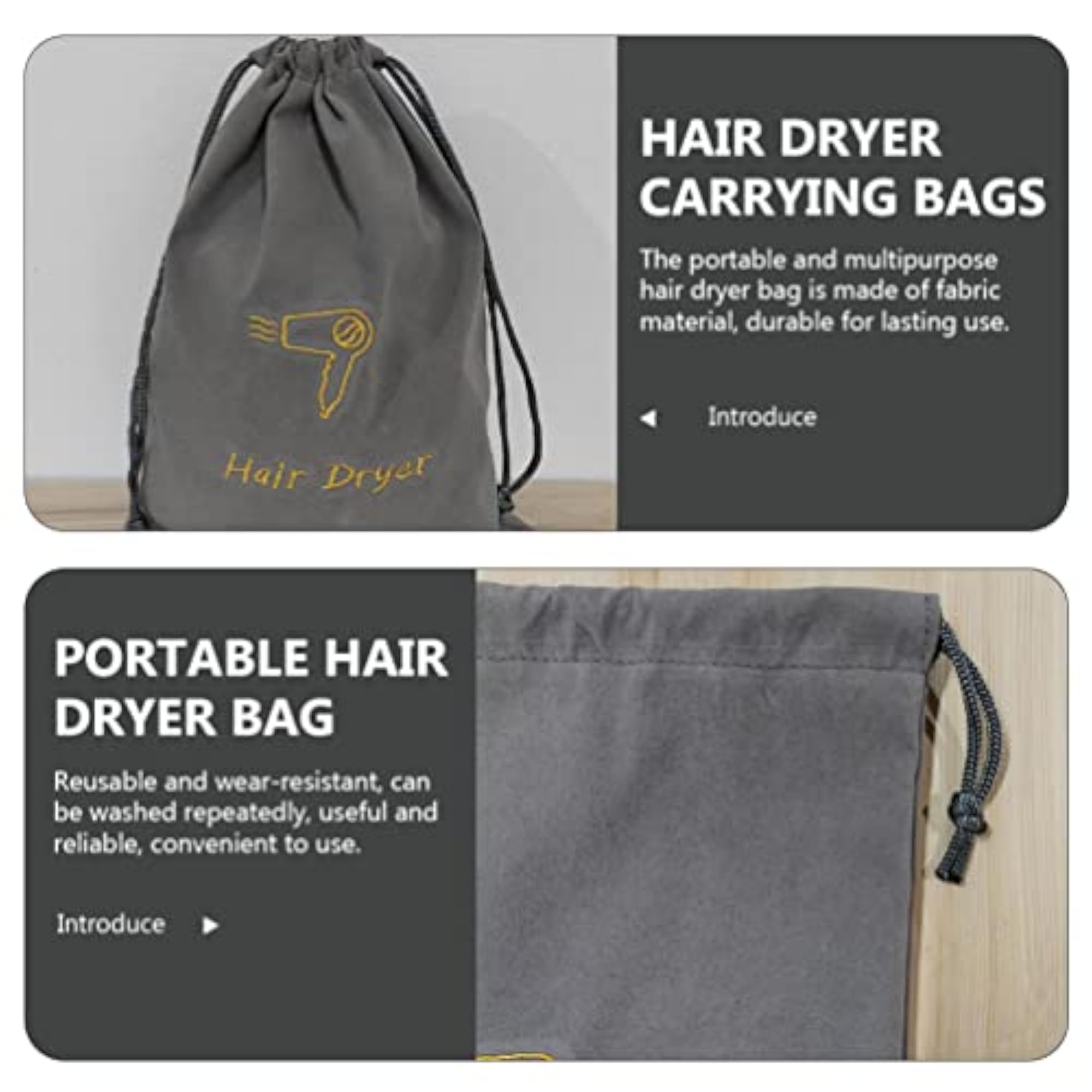 Portable Fabric Drawstring Hair Dryer Storage Bag