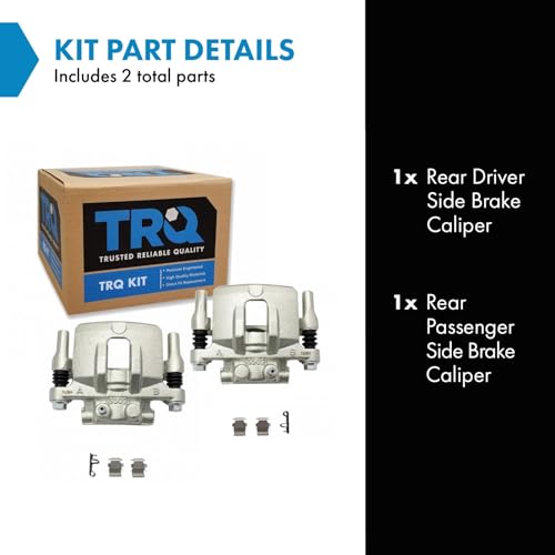 Image of TRQ Rear Brake Caliper Set Caliper Brackets Hardware Compatible with 07-16 Jeep Compass with 262mm Diameter Rear Rotors 07-16 Patriot 262mm Diameter Rotors 17 Compass Brake Code BRF