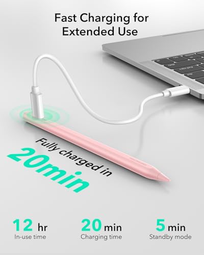 Image of ESR Geo Digital iPad Pencil Findmy Compatible with Apple iPad 2018-2026,with Easy Shortcuts for Apple iPad A16 /10 /9 /8 & Air 13 /11 & Pro 12.9 /13 /11 & Mini 7 /6 /5,Pink(No Wireless Charging)