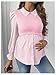 WDIRARA Women's Maternity Striped Button Down Shirts Long Sleeve Collared Blouse 2 in 1 Nursing Top Pink Medium
