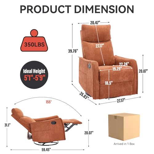 Sillón Manual Reclinable Terciopelo Naranja miniatura 2