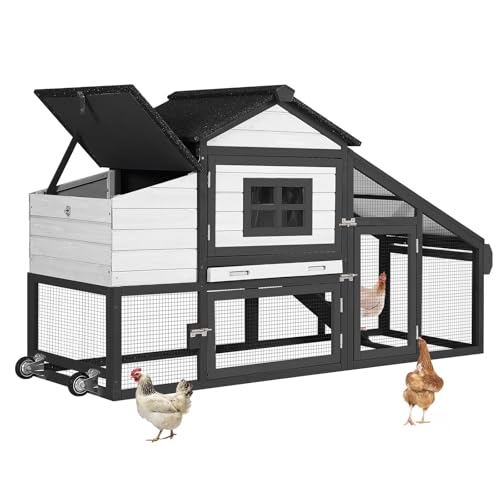 Aivituvin Chicken Coop Outdoor with Wheels, Mobile Hen House Wooden