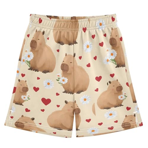 Capybara Love Heart Boys Shorts Casual Athletic Short Summer Track Shorts 14-15 Y Multicolor