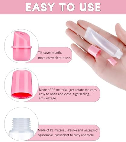 Guokoo 7pcs Lip Gloss Tubes - 10ml Clear Refillable Squeeze Tubes for Lip Balm and Travel Toiletries - 2