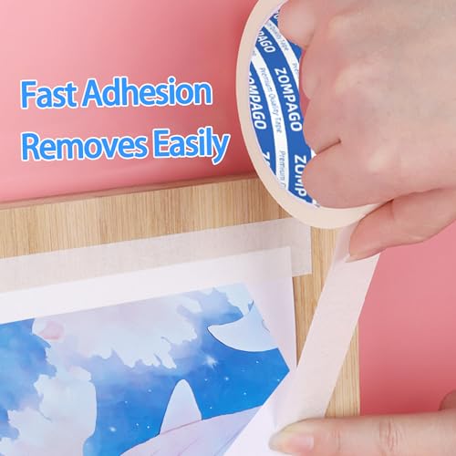Zompago A3025-50-20 White Art Tape –Removable Low Tack Masking Tape For Craft Supplies,Picture Framing,Watercolor Painting & Education Supplies -Versatile Glue Tape thumb #2
