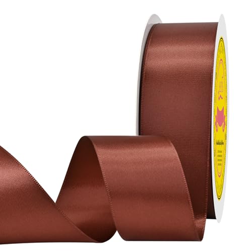 Image of Double Face Rust Satin Ribbon 1-1 /2 inch X 50 Yards Polyester Rust Ribbon for Gift Wrapping Very Suitable for Weddings Party Hair Bow Invitation Decorations and More