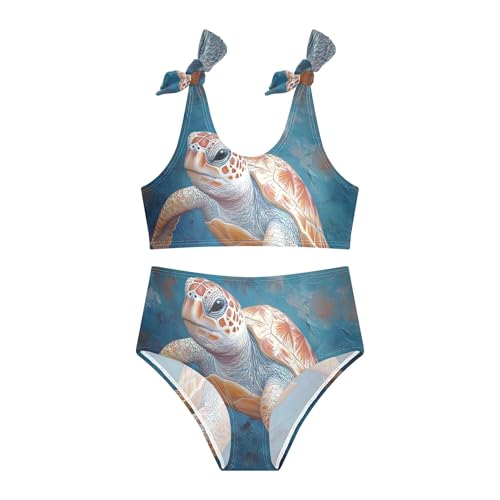 Pastel Color Sea Turtle Paint Girls Bikini Sets 2 Piece Swimsuits Bathing Suit Swimwear3