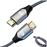 Cabo HDMI 2.1 8K Ultra HD de Alta Velocidade – 3 Metros, Nylon Reforçado, HDR, eARC, Dolby Vision e Dolby Atmos, Compatível com PS5, Xbox Series X/S, TVs e Monitores 4K/8K