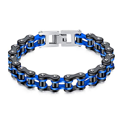bigsoho Bracelet en acier inoxydable - Chaîne de vélo - Pour homme - Largeur : 11 mm, 8.66 inches, Acier inoxydable