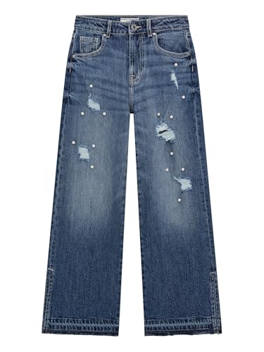 GUESS Girls' 90s Fit Denim Jeans with Applied Pearls3