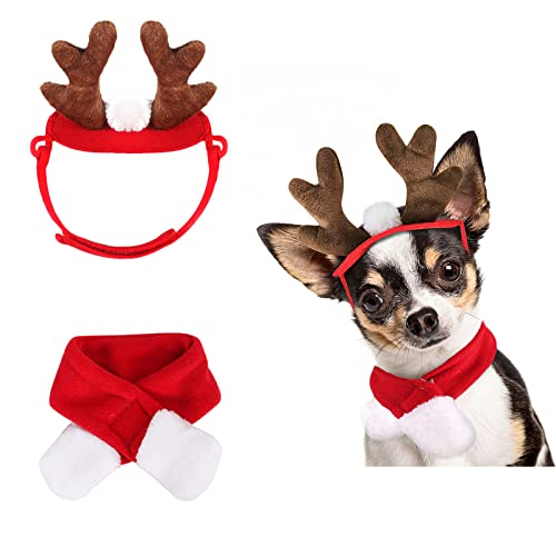 Set Disfraz Navideño para Mascotas con Cuernos y Pañuelo