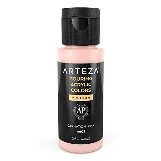 ARTEZA Pintura acrílica para pouring, 60 ml, A400 Rosa Clavel, pintura acrílica de alto flujo, no requiere mezcla, pintura para verter sobre lienzo, vidrio, papel, madera, azulejo y piedra