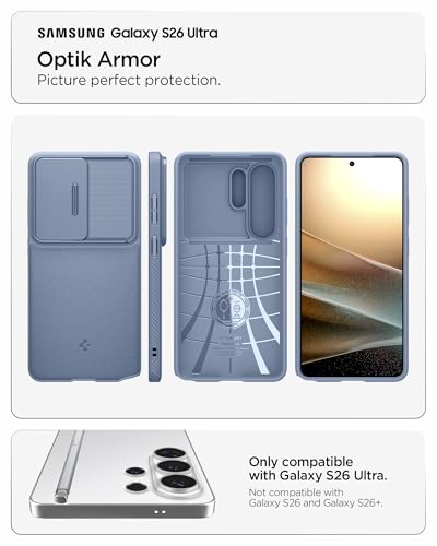 Image of Spigen Optik Armor | Samsung Galaxy S26 Ultra Case [Camera Protection] Galaxy S26 Ultra Back Cover | TPU+PC - Light Blue