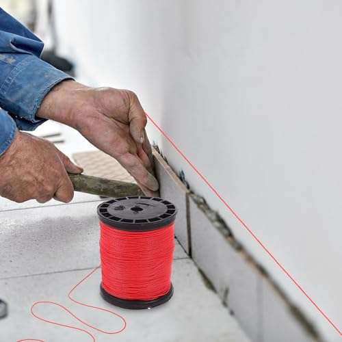 Unomor cuerda de nylon para construcción y albañilería, cuerda trenzada rojo, resistente, 2 rollos 0.195kg para uso en sitios de construcción y jardinería miniatura 5
