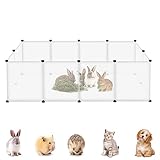 YRHome Enclos pour lapins, lapins, cochons d'Inde, enclos pour hamsters, chiots, petits animaux, parc, cage à 12 panneaux sans portes, blanc, 145 x 75 x 48 cm