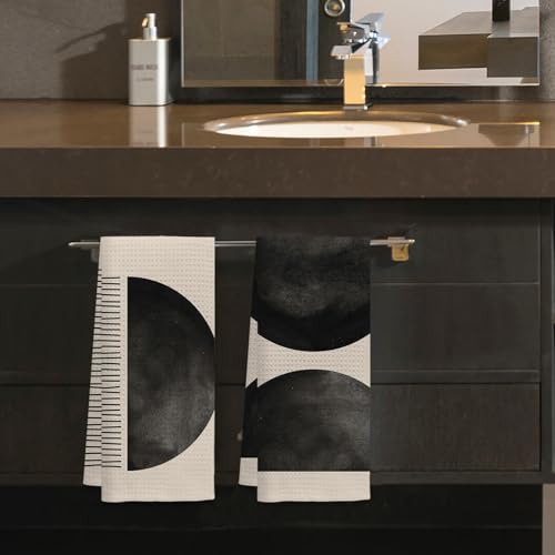 Voatok 774 Beige And Black Modern Kitchen Towels And Dishcloths Sets Set Of 2 thumb #1