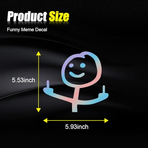 Image of KITUREK Car Fuck You Meme Vinyl Sticker Decal, Colorful, Large | Funny Personalised Cartoon Middle Finger Sticker, Fit for Cars Windows Bumpers Trucks Motorcycles or Any Other Smooth Surface