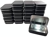 24 Pack! Tin Boxes - Black - Hinged Rectangular Storage Boxes - Great for Crafts, Gifts, Candles, Soap, and Other Uses - 3.75 by 2.45 by 0.8 inches (Same Size As an Empty Altoids Tin) (Black)