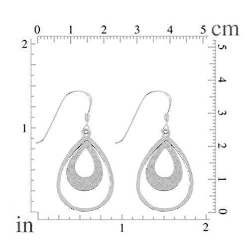 MIMI Sterling Silver Hammered Open Teardrop Hoop Dangle Earrings3