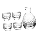 FUNOMOCYA Glas Sake Dispenser Mit Tassen Glas Sake Set Mit Tassen Wasser Tee Spirituosen Für Teepartys Dekoration Zuhause Geburtstagsgeschenk