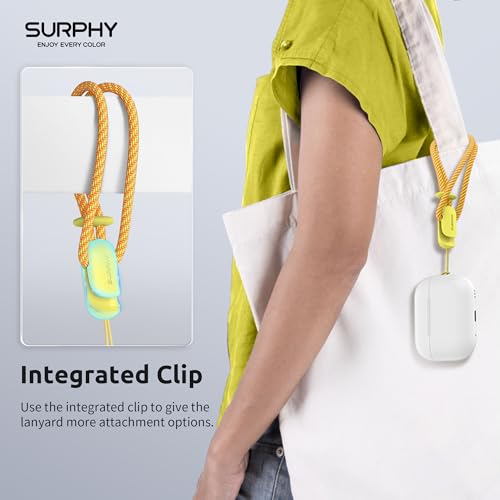 Image of SURPHY 2 Pack Phone Lanyard, Phone Wrist Strap for Case, Camera Wrist Strap | Ultra-Light 2-Color Braided Phone Strap, Cellphone Charm Strap, Anti-Lost Wrist Lanyard for Women and Men, Yellow Gray