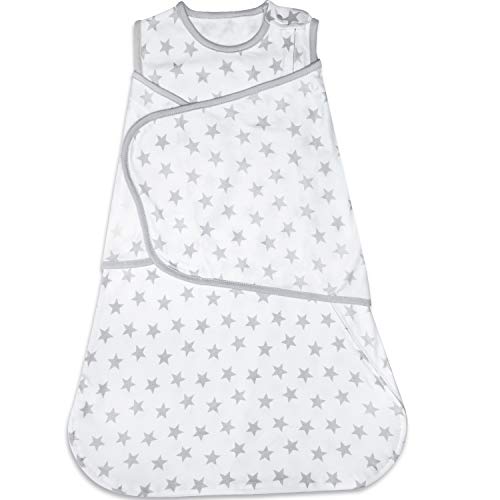 Image of AugTwig Baby Sleepsack Swaddle 3-Way Adjustable Wearable Blanket Boy and Girl,100% Cotton,6-12 Months(Gray Stars)
