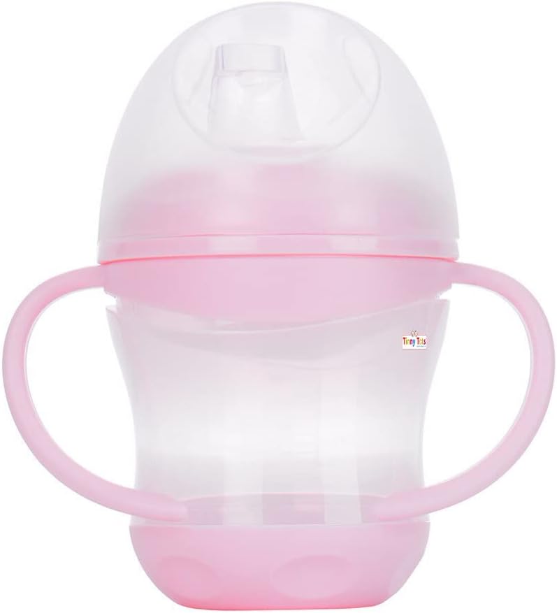 Tinny Tots Baby Unbreakable Sipper Bottle Cup/Mug Learning Sippy BPA Free Anti Spill Sippy Cup Dust-Proof Sippy Cup with Twin Handles Sipper for Toddlers/Infants/Babies (Pink - SB034, Medium)