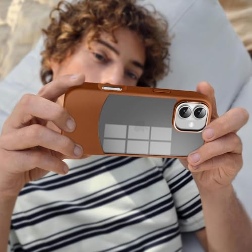 Image of KARWAN️Fusion Edge Leather Transparent Mobile Back Case | Slim Fit | Anti-Fingerprint| Scratch-Resistant | Premium Grip | Shockproof case | Back Cover for iPhone 16 || Brown