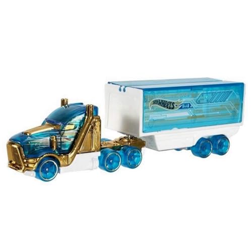 Hot Wheels Track Fleet, 1:64 Speed Hauler Die-Cast Toy Vehicle, Combined Cab & Trailer That Works On Tracks 3 Years & Above, Multicolor
