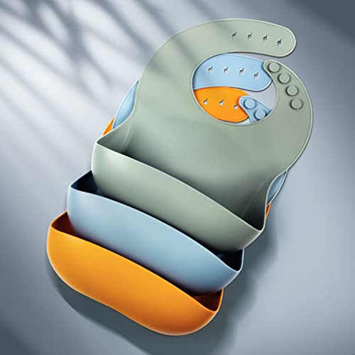 Eascrozn 3 Pack Silicone Bibs For Babies & Toddlers (6-72 Months) Bpa Free Unisex Soft Adjustable Fit Waterproof Feeding Baby Bibs #TOP1