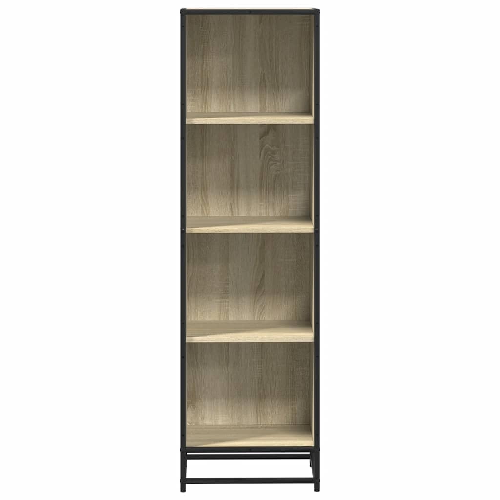 Générique Sonoma drewniana szafka na książki o wymiarach 40x35x139 cm, regał z 4 przestronnymi półkami i wytrzymałą metalową ramą, wygodne przechowywanie książek i dekoracji.